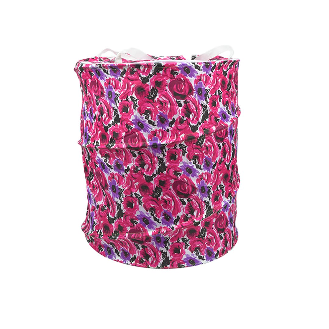 BAINADA INDUSTRIES Collapsible Laundry Hamper, Geometric Pop Art Pattern, Polyester, 45.72 x 40.64cm Cylindrical Storage Basket 
