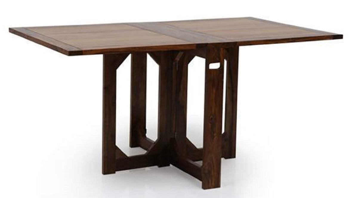 Woodstage Solid Wood Foldable Dining Table For Dining Room Wooden Multipurpose Table For Living Room Home And Office (Brown Fini