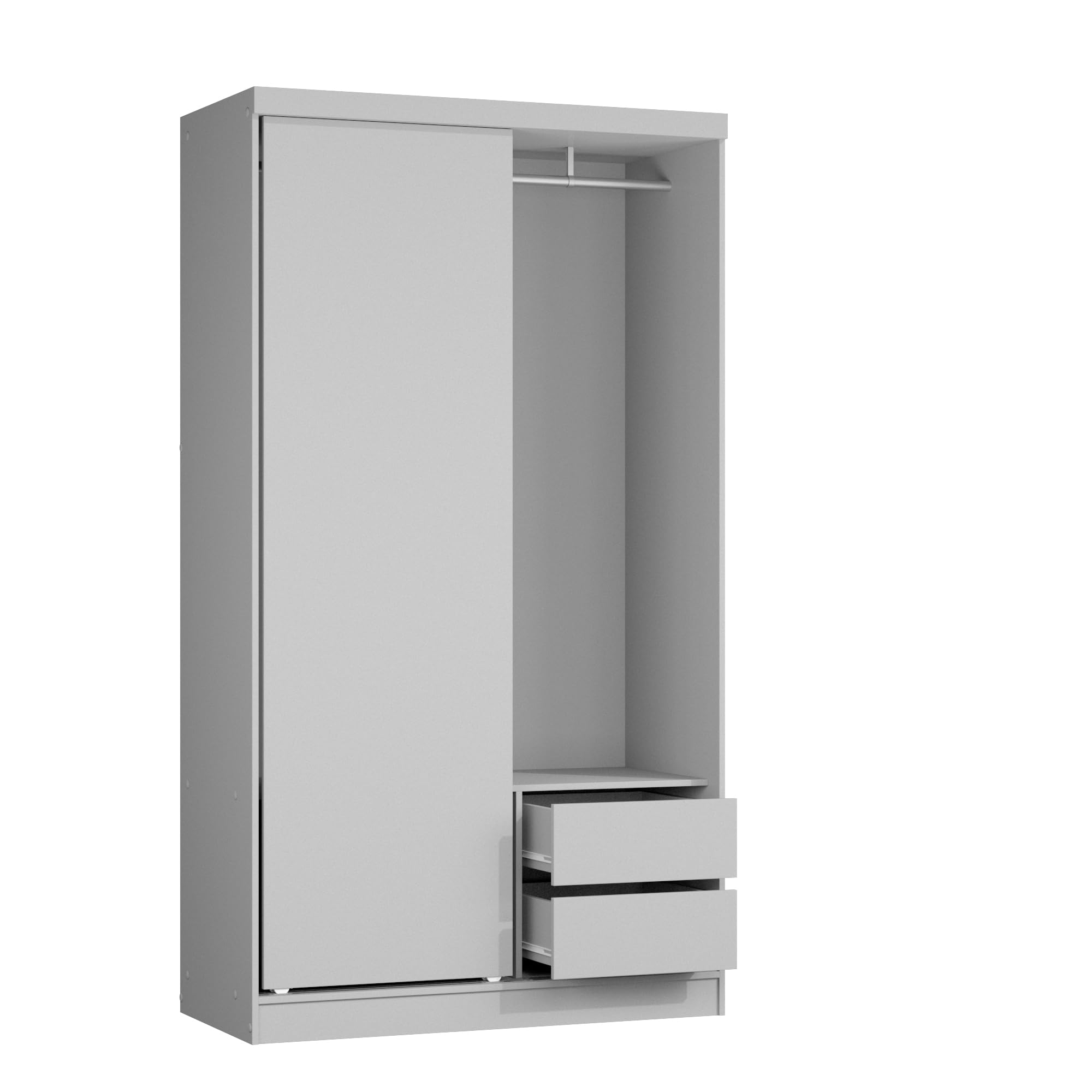 Woodpeckers Furniture And Mattress Modern Wood Double Sliding Door Wardrobe (Light Gray)