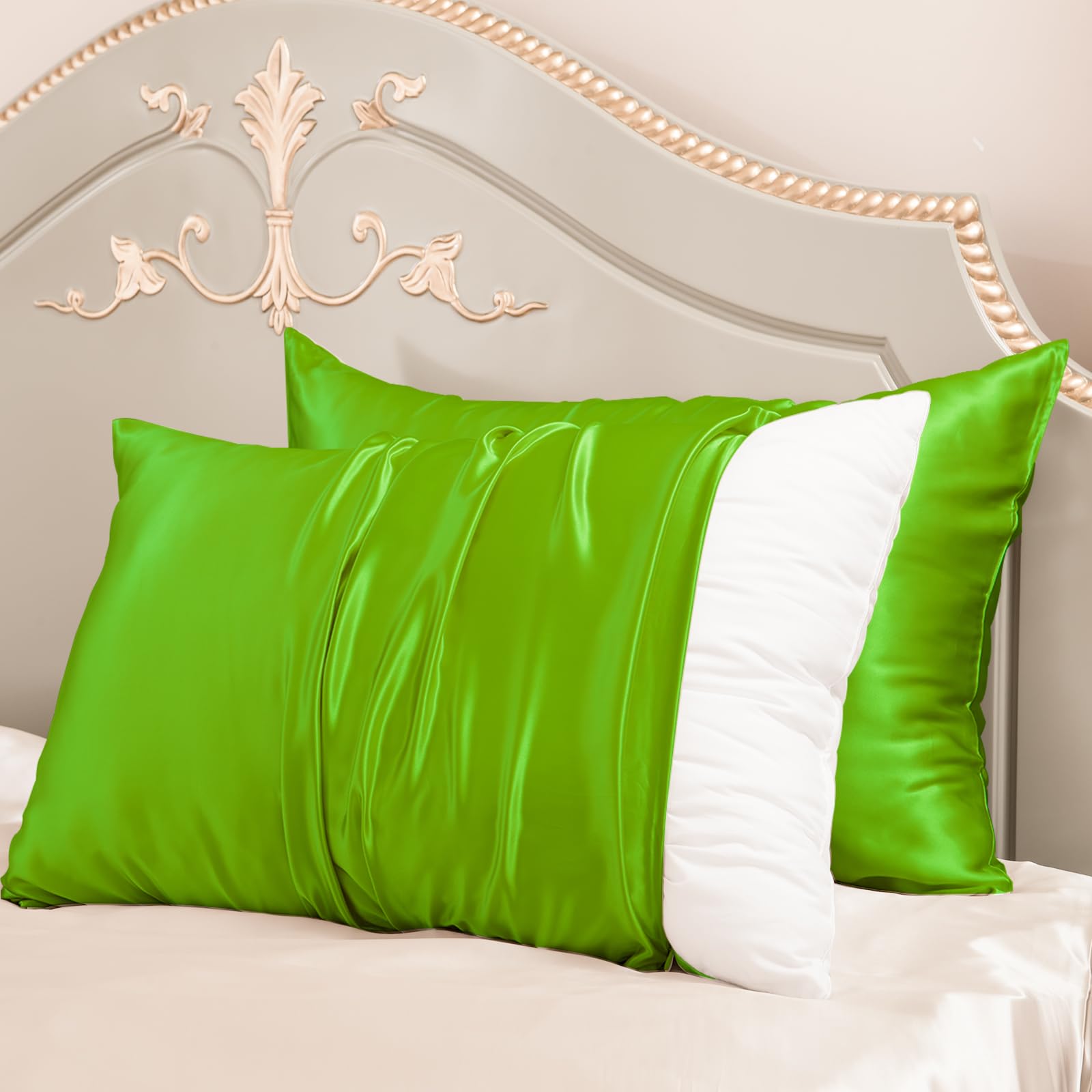 Promeed Mulberry Silk Pillowcases Set Of 2Pcs, Both Sides 100% 23 Momme Real Silk Pillow Case Standard Size 2 Pack, Natural Silk