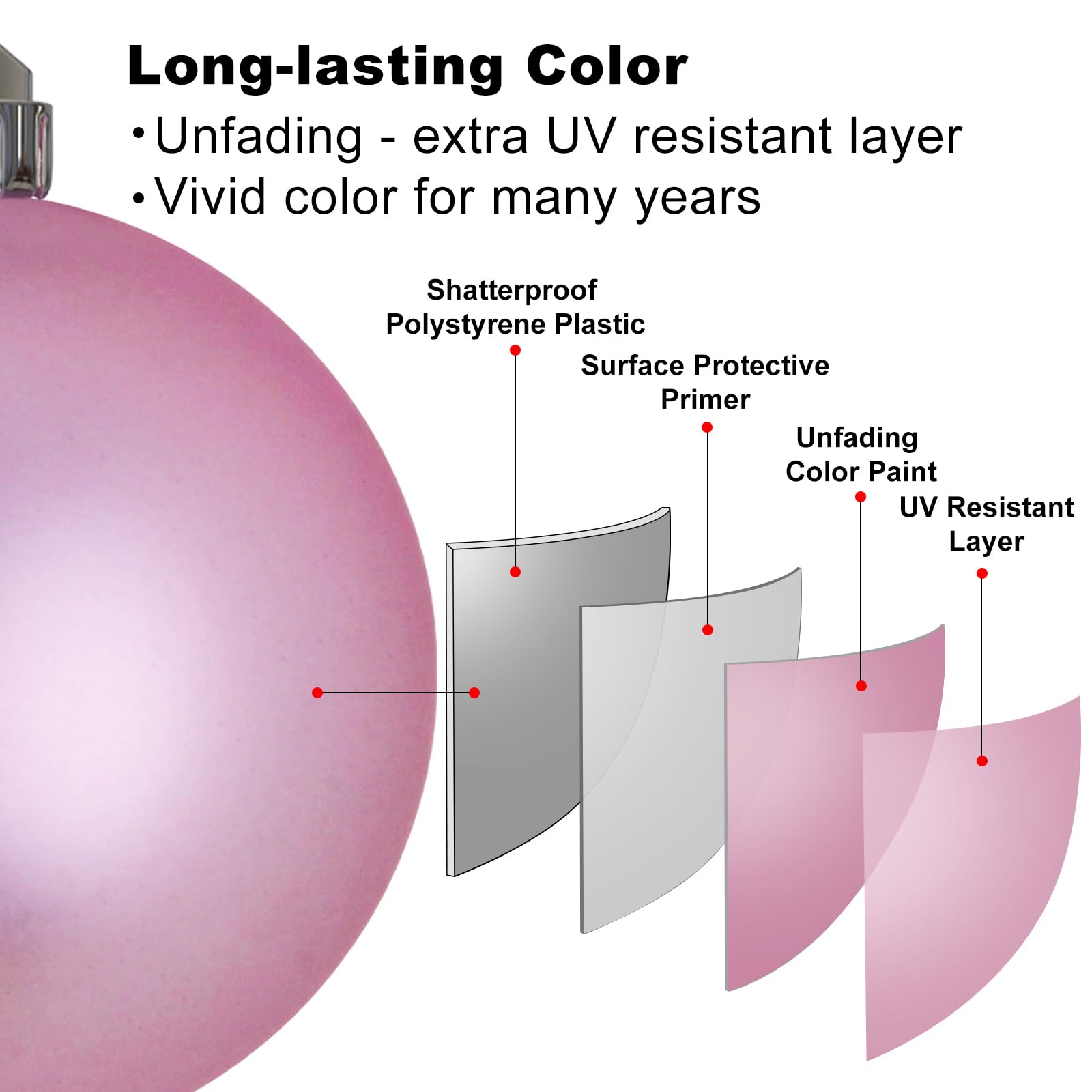 Bubblegun Pink 4.0' Large Christmas Balls - Christmas Tree Decoration Ornaments Shatterproof Hanging Balls For Birthday Hallowe