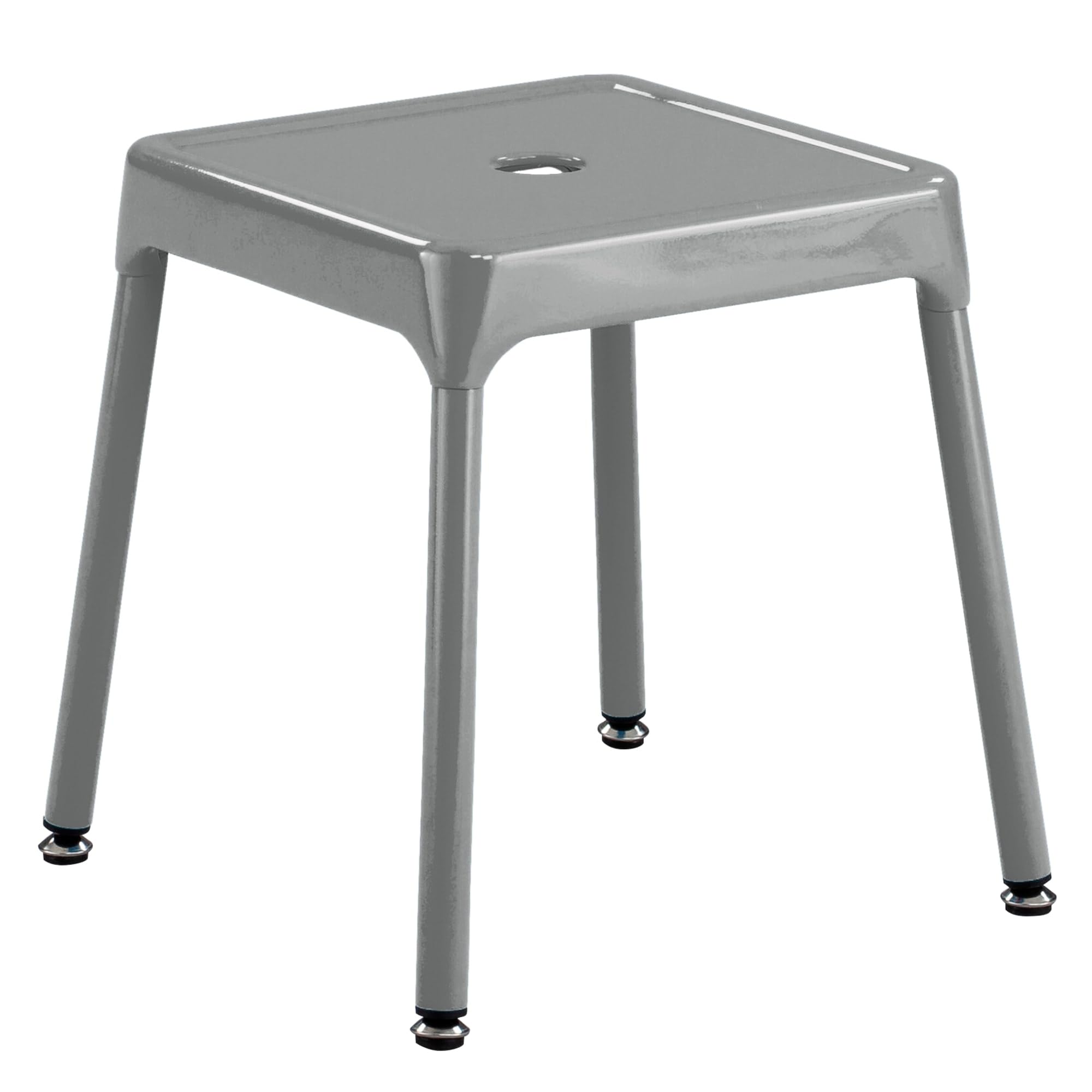 Safco Products 6603 Steel Stool, 15' H, Sturdy Construction, Durable Powder Coat Finish, Includes Nylon Leg Caps And Leveling Feet, Silver