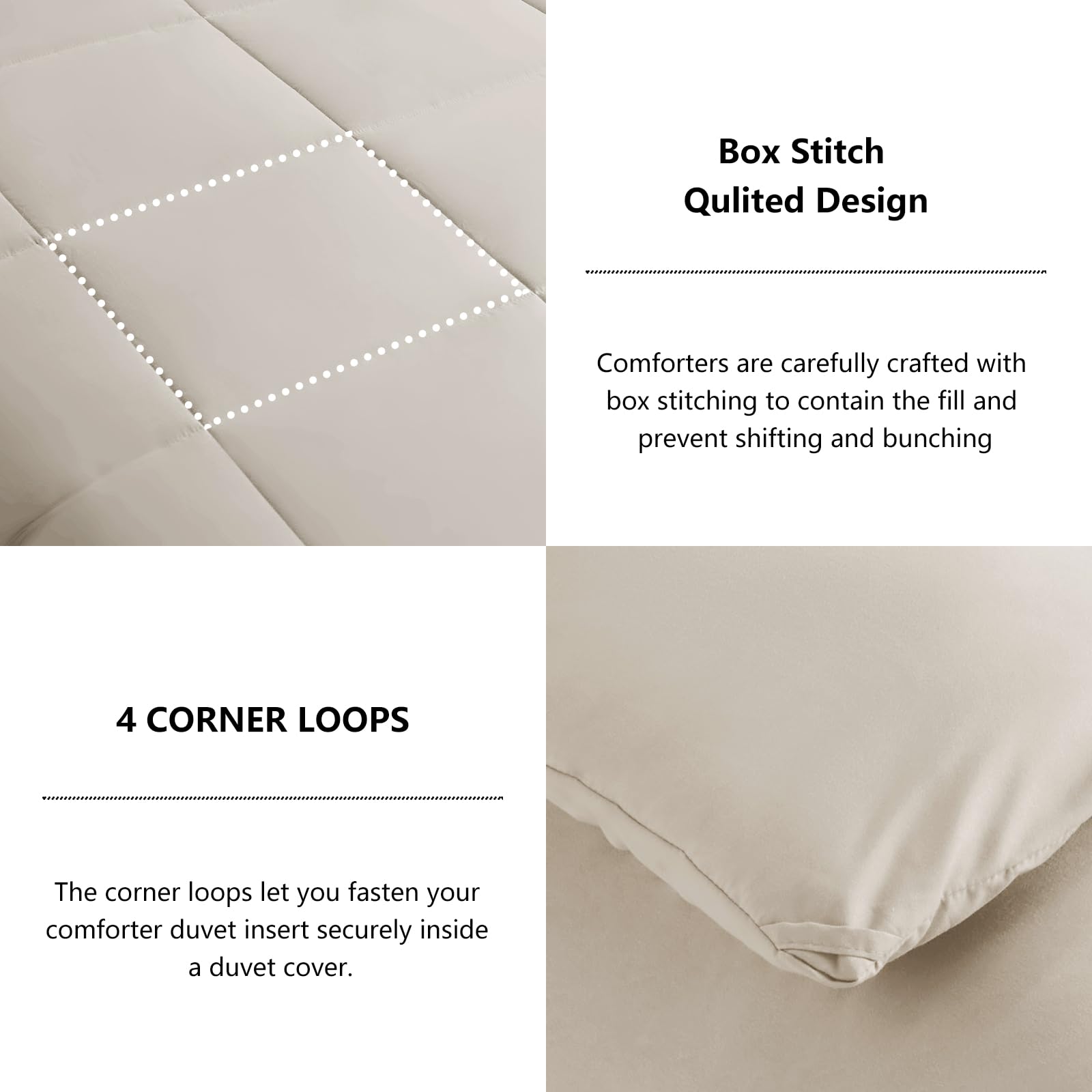 Cozylux Full Size Comforter Sets - Beige Comforter Full Size, 3 Pieces Box Stitched Soft Lightweight Bed Set, All Season Bedding Sets With 1 Down Alternative Comforter And 2 Pillow Shams, Beige