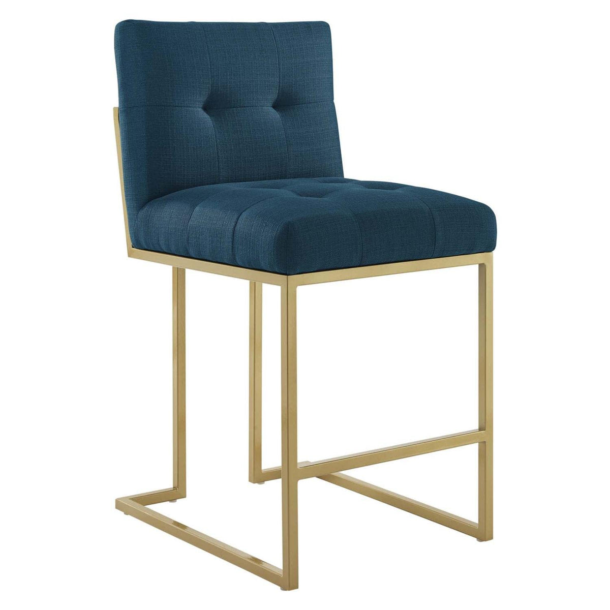 Modway Privy Stainless Steel Upholstered Fabric Counter Stool, Gold Azure