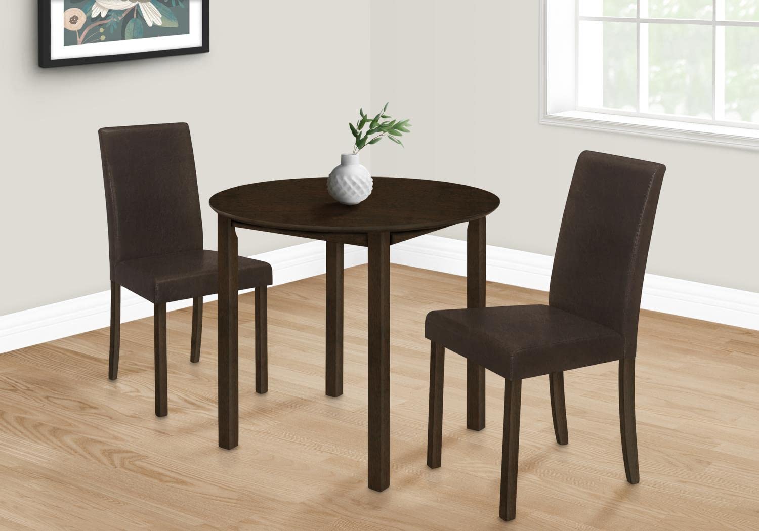 Monarch Specialties 1300 Table, 36&Quot; Round, Small, Kitchen, Dining Room, Veneer, Wood Legs, Brown, Transitional Table-36 Dia Espresso, 35.5&Quot; L X 35.5&Quot; W X 30&Quot; H