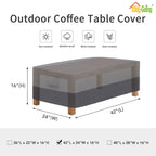 Easy-Going Patio Coffee Table Cover Small Outdoor Rectangular Table Cover, Uv Resistant Waterproof Patio Furniture Cover (42'Lx24'Wx16'H, Gray/Dark Gray)