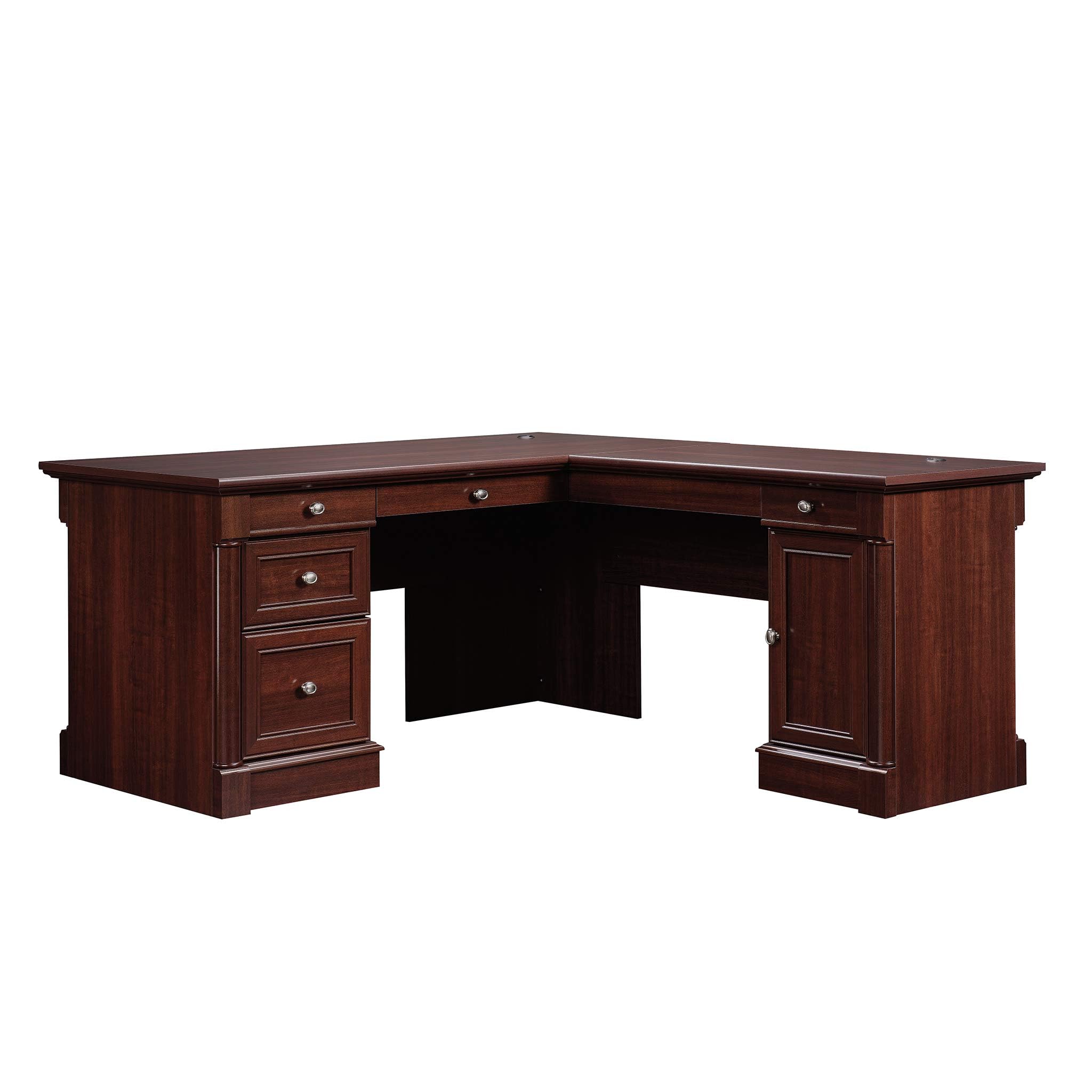 Sauder Palladia L Shaped Office Desk with Drawers, File Cabinet Storage, Cable Management, Keyboard Tray, L: 68.74 x W: 65.12 x 