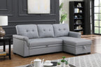 Lilola Home Lexi 83.5" W Gray Vegan Leather Modern Reversible Sleeper Sectional Sofa with Storage Chaise