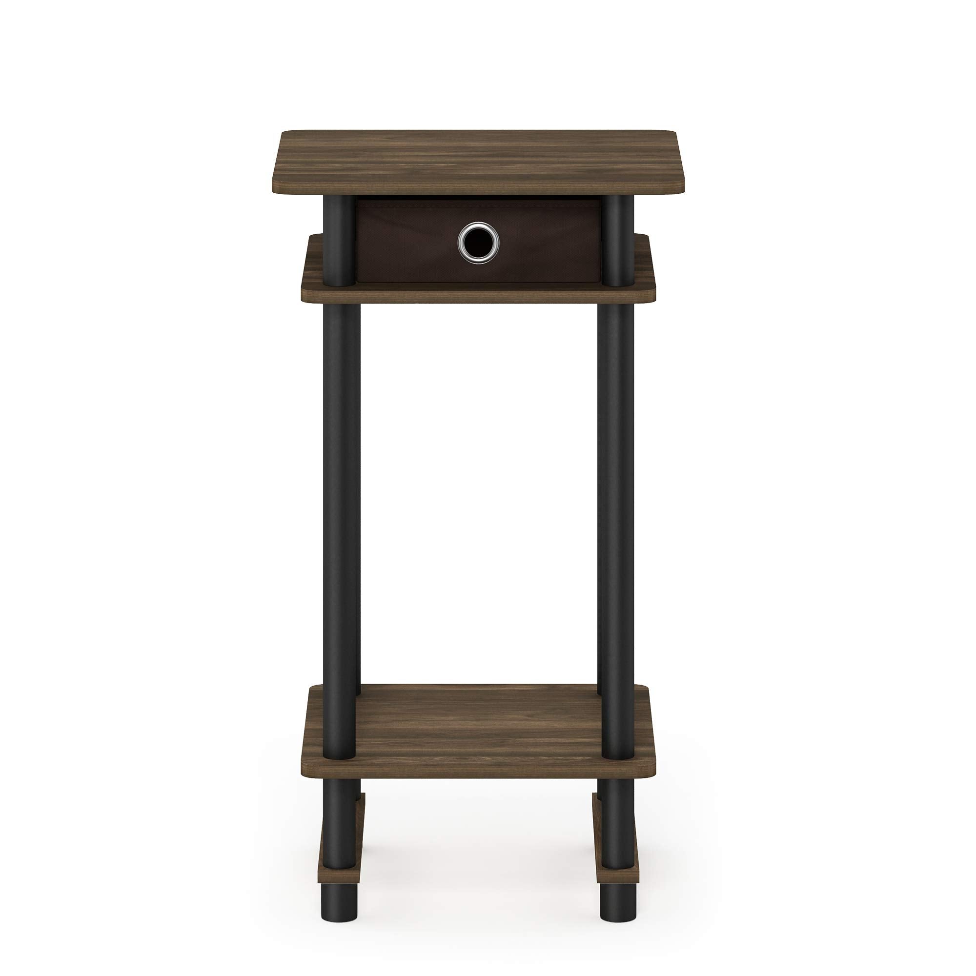 Furinno Turn-N-Tube Tall End Table, Columbia Walnut/Black/Dark Brown
