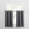 PONY DANCE Blackout Curtains Short, Thermal Insulated Tailored Curtains Privacy Drapes for Nursery/Baby Room, Grey, 34 x 36 inch