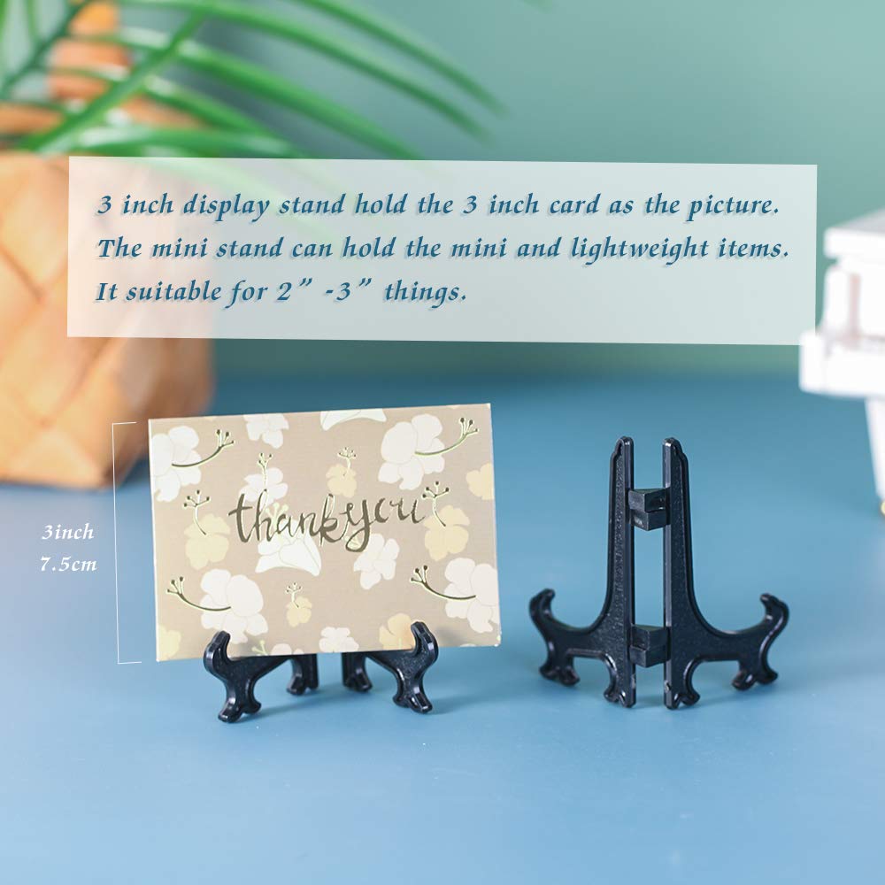 Artliving 3 Inch Black 12Pcs/Set Plastic Easels Plate Display Stands Picture Frame Stand Holder