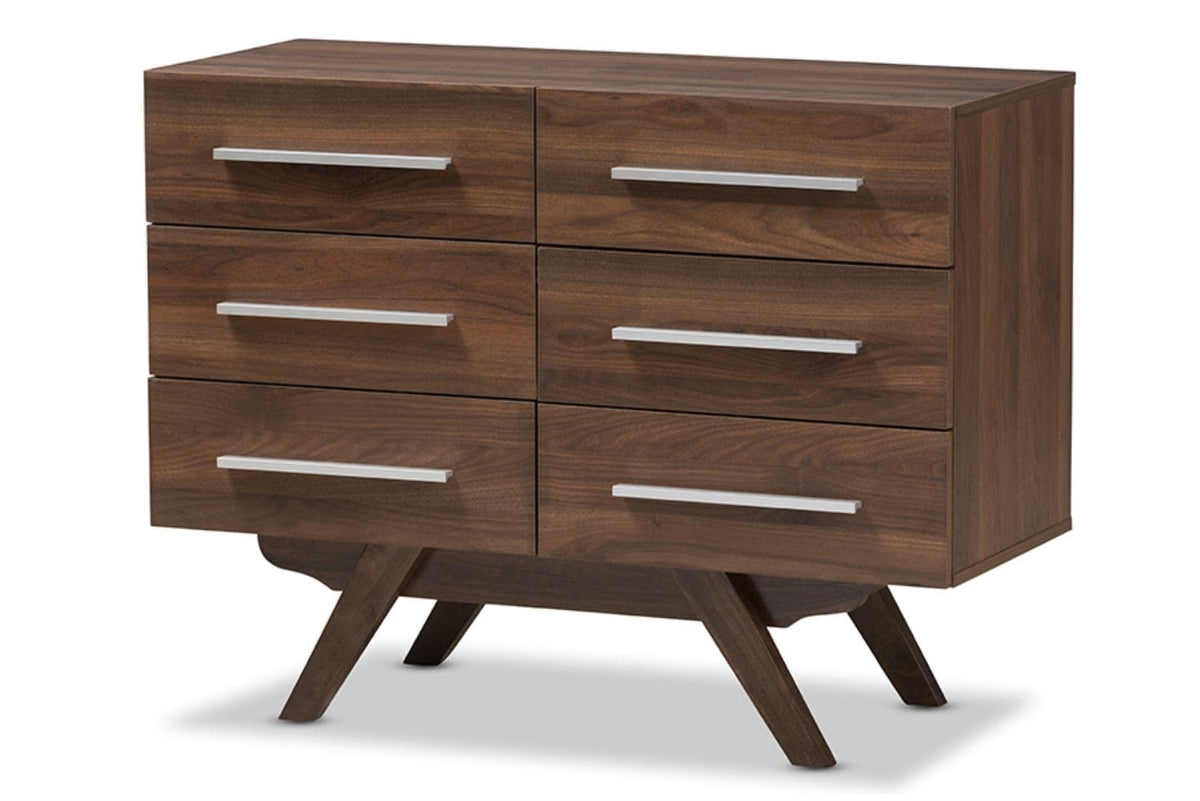 Baxton Studio Auburn 6 Drawer Double Dresser in Brown