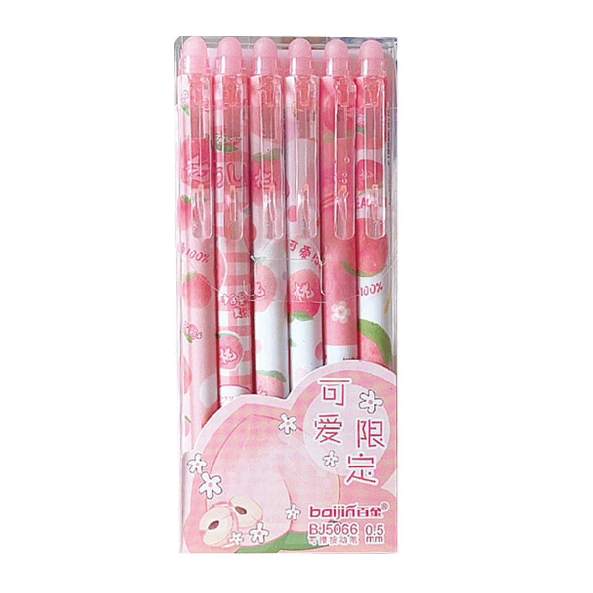 Mozxirz 6 Pcs Erasable Gel Ink Pens Retractable Pens Cute Pink Peach Pens Fine Point Pen Office School Pens Women Girls Pens (Bl
