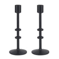 Stonebriar 9 Black Cast Iron Metal 2pc Taper Candle Holder Set, Large