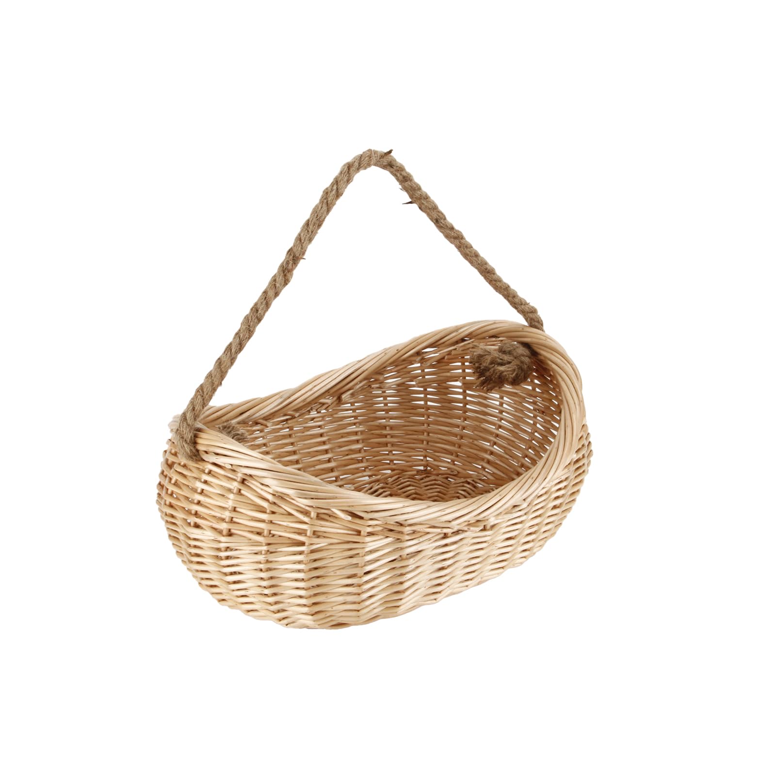 Jjsq Wicker Woven Basket With Jute Rope Handle Garden Harvest Basket Wicker Storage Basket For Picnic, Easter, Organizing, Gathe