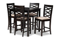 Baxton Studio Lanier Modern and Contemporary Sand Fabric Upholstered Espresso Brown Finished 5-Piece Wood Pub Set