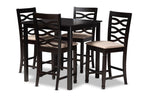 Baxton Studio Lanier Modern and Contemporary Sand Fabric Upholstered Espresso Brown Finished 5-Piece Wood Pub Set