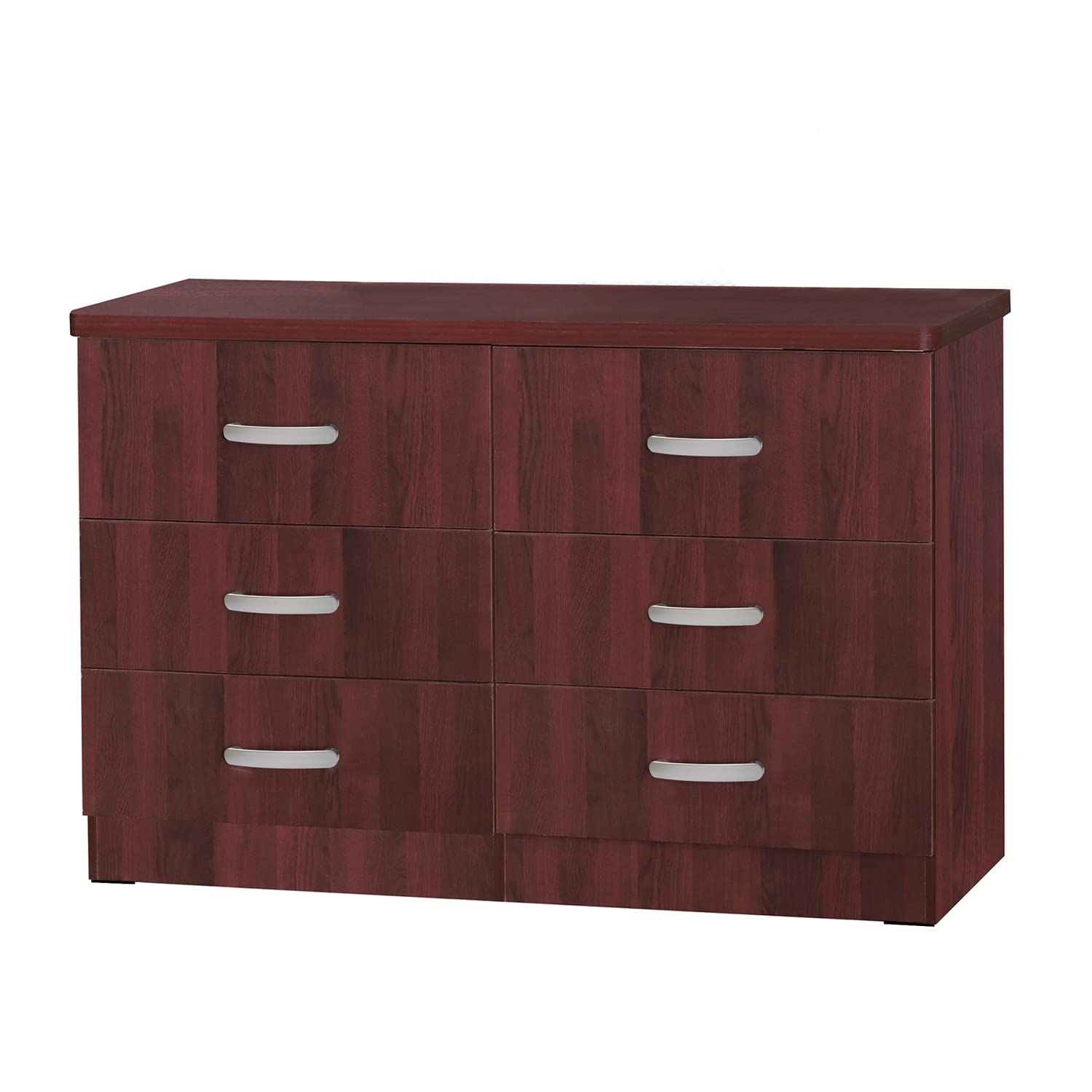 Better Home Products DD and PAM 6 Drawer Engineered Wood Dresser in Mahogany