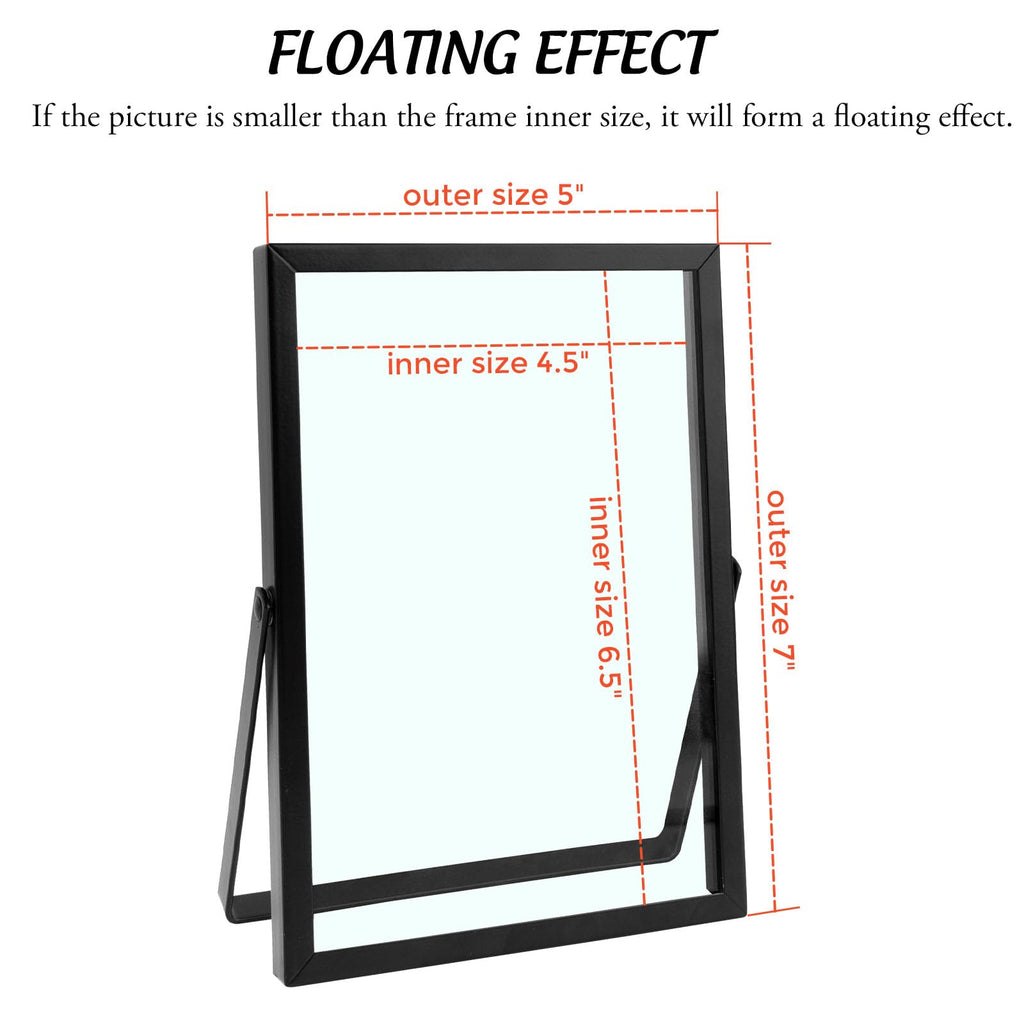 Golden State Art, Black 5X7 Frame For 4X6 Photo - Floating Frame For 4 X 6 Or Smaller Photos - Metal Frame And Real Glass, Elega