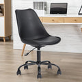 My Art Design  Scandinavian 1 Chair With Padded & Solid Wood Oak Legs For Cafe, Home, Hotel & Office (White Color Chair) (Black