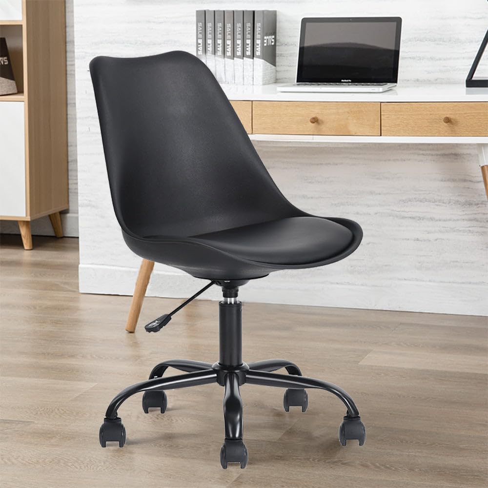 My Art Design  Scandinavian 1 Chair With Padded & Solid Wood Oak Legs For Cafe, Home, Hotel & Office (White Color Chair) (Black