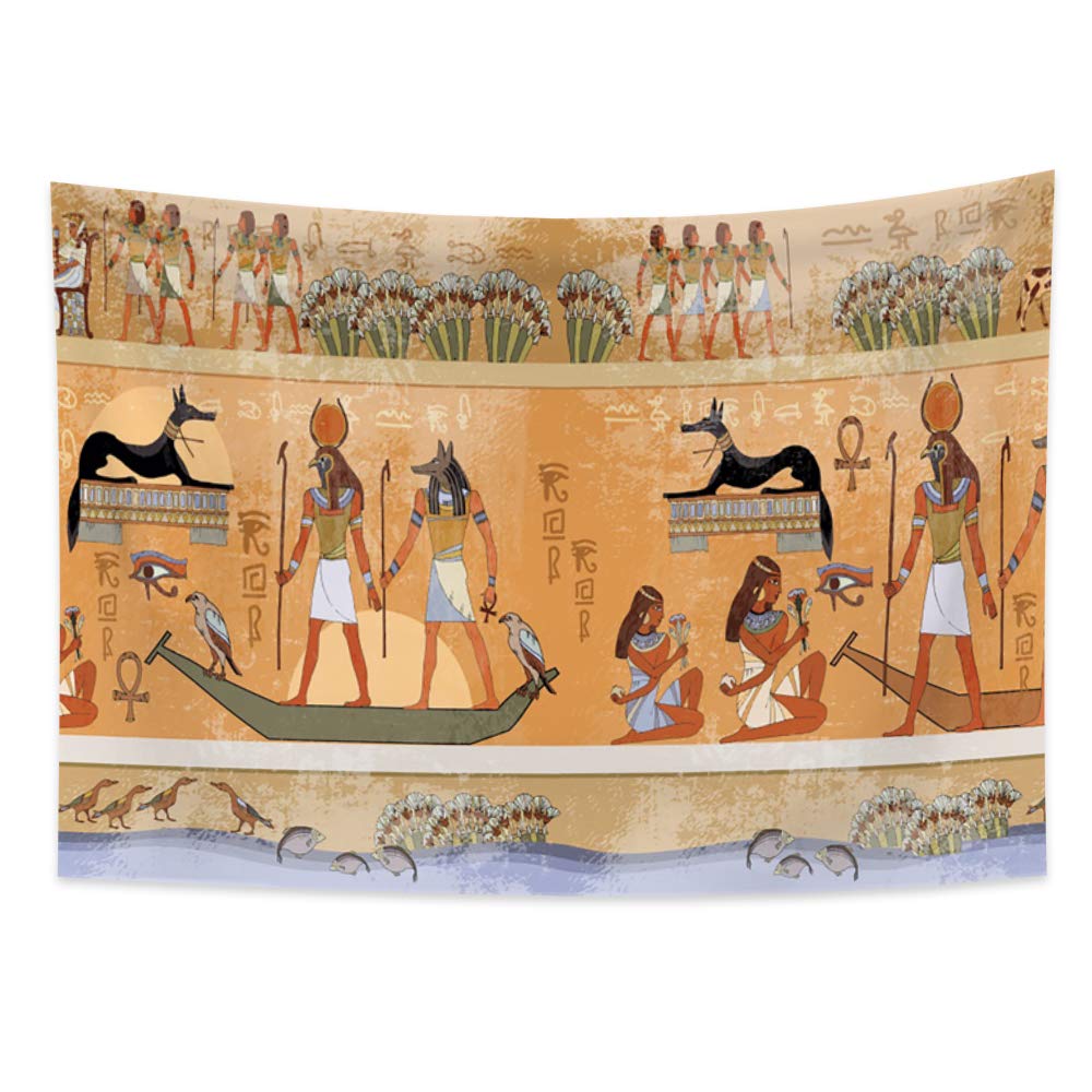 Aeiniwer Haoyiyi Egyptian Tapestry Wall Hanging Ancient Egypt Mythology Culture Tapestry Pharaohs Hieroglyphic Carvings Tapestri