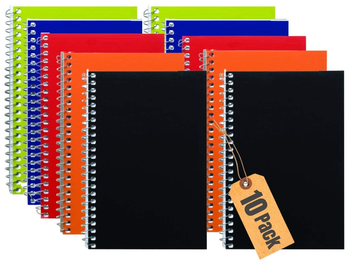 1Intheoffice Wirebound Spiral Memo Books, Memo Pads, 4 ' X 6 ', College Ruled, Small Notepad 4X6, Assorted, 50Sheets/Pad, 10 P