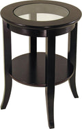 Casafoyer Genoa Elegant Glass Top End Table  Espresso Finish Pack Of 2