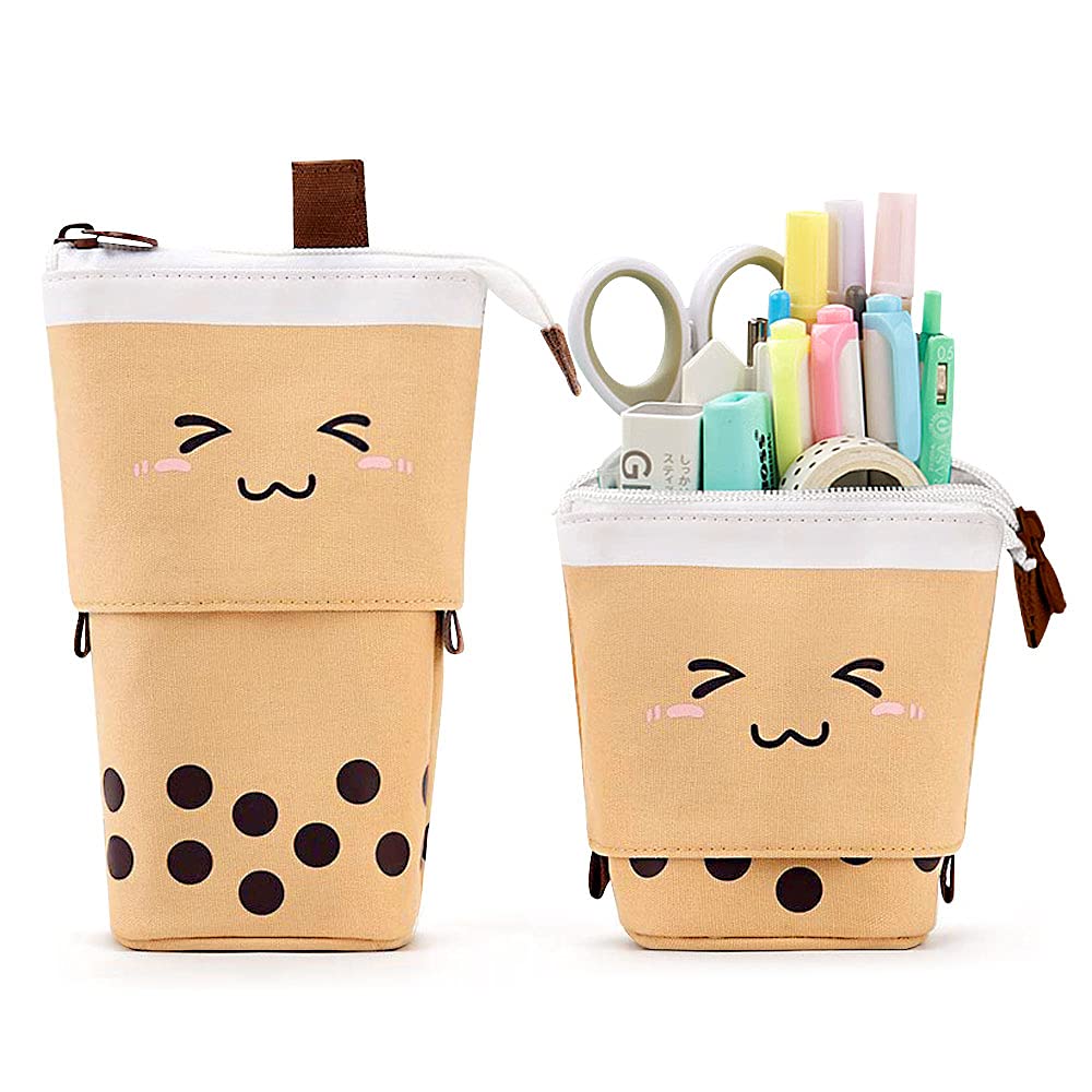 Cute Standing Pencil Case For Kids, Pop Up Pencil Box Makeup Pouch, Christmas Gift Kids Corduroy Pen Holder Organizer Cosmetics