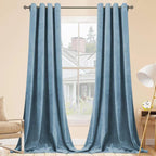 SMILETIME Sky Blue 108 in Long Velvet Curtains with Grommet, Thermal Insulated Super Soft Privacy Noise Reducing Light Blocking 