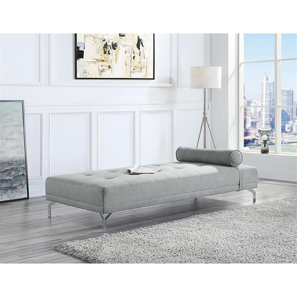Acme Quenti Sofa Bed with Pillow in Gray Melange Velvet