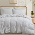 Lovque White Duvet Cover Full Size, 100% Washed Cotton Linen Like Bedding Set With Zipper Closure (No Comforter), 80X90 Inches