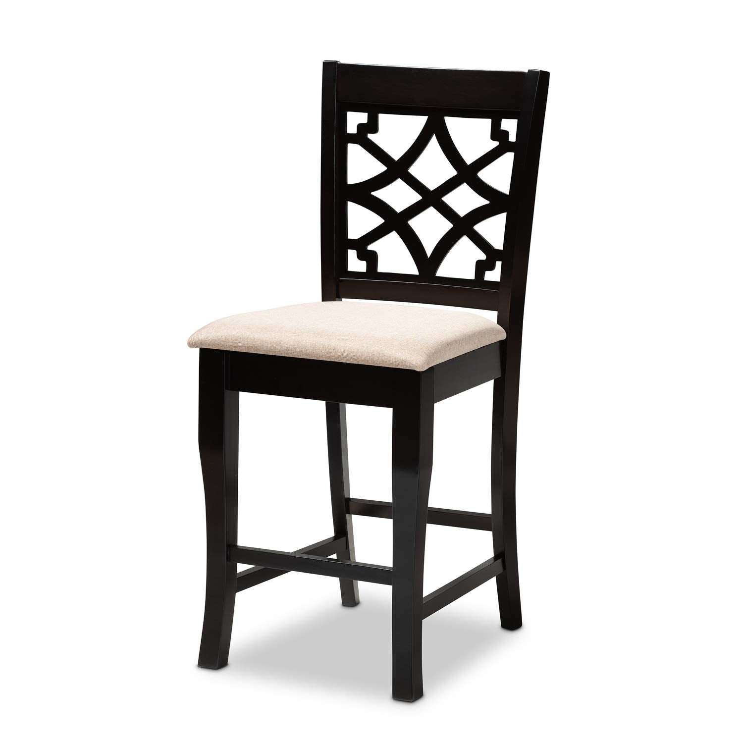 Baxton Studio Nisa Modern and Contemporary Sand Fabric Upholstered Espresso Brown Finished 5-Piece Wood Pub Set