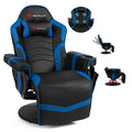 POWERSTONE Gaming Recliner Massage Gaming Chair with Footrest Ergonomic PU Leather Single Sofa with Cup Holder Headrest and Side