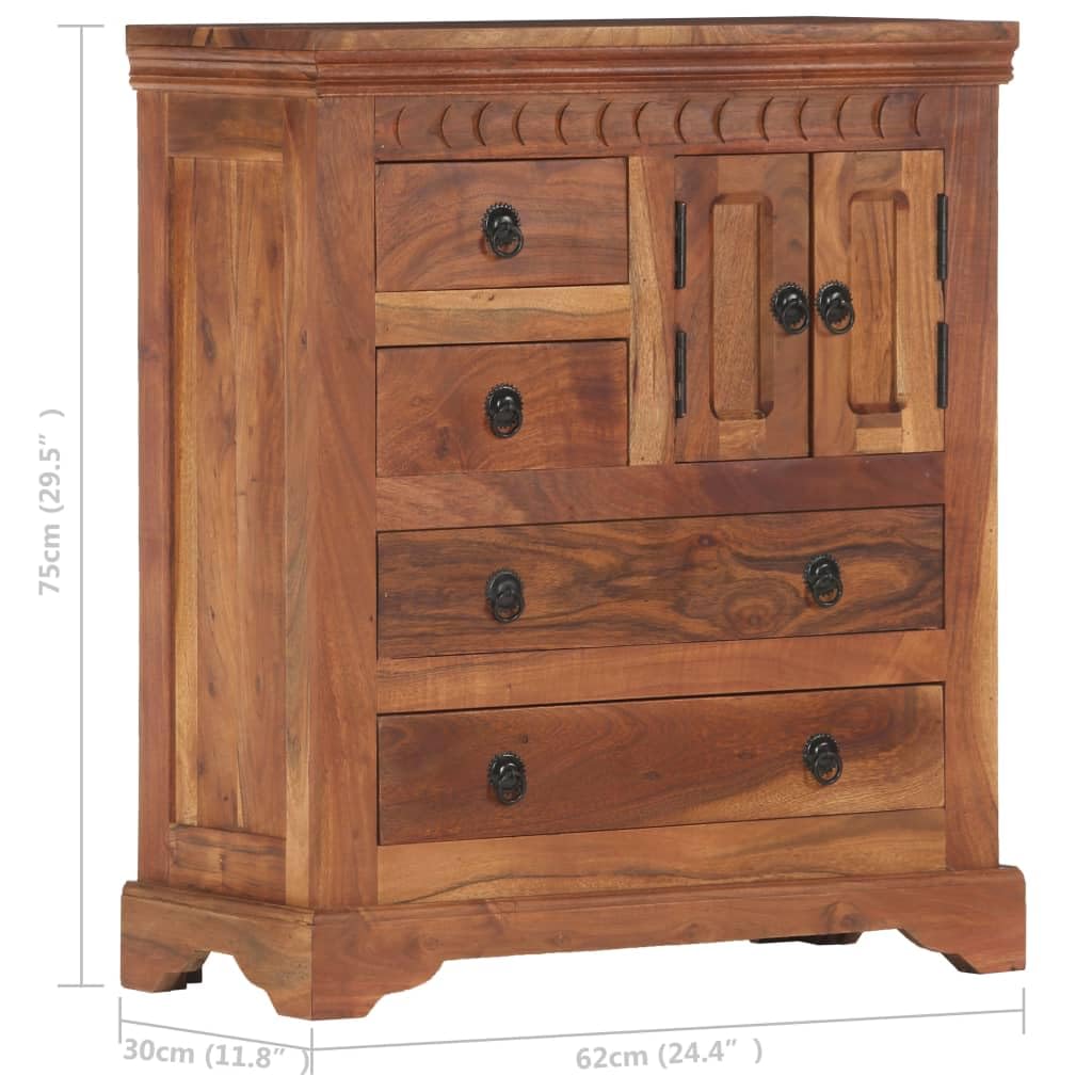 vidaXL Solid Acacia Wood Sideboard with 4 Drawers and 2 Doors– Durable Wood Storage Unit – Rustic and Modern Charm - Versatile Home Decor - Natural Wood Grain Variation