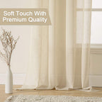 Miulee 2 Panels 108 Inch Natural Light Beige Linen Semi Sheer Window Curtains Elegant Solid Drapes Grommet Top Window Voile Pane
