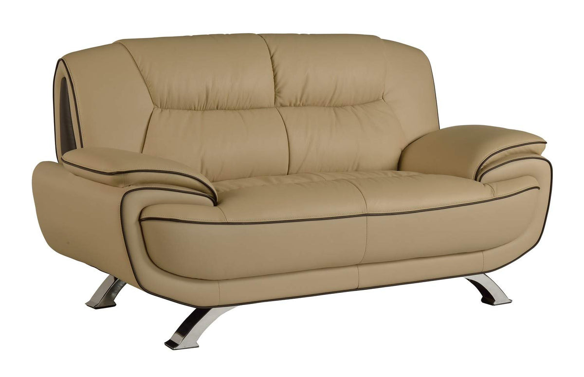 HomeRoots 40' Sleek Beige Leather Loveseat