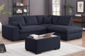 Joshua 100W Dark Gray Woven Fabric Sectional Sofa with Right Facing Chaise and Console Ottoman