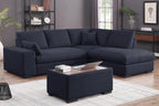 Joshua 100W Dark Gray Woven Fabric Sectional Sofa with Right Facing Chaise and Console Ottoman