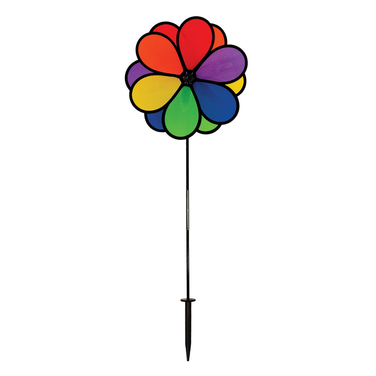 In The Breeze 2745 Double Dazy Flower Wind Colorful Garden Spinner, 14', Rainbow