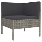 vidaXL Outdoor Patio Lounge Set - 5 Piece - Gray PE Rattan with Powder-Coated Steel Frame - Thick Cushions - Removable and Washable Polyester Covers - Modular Design