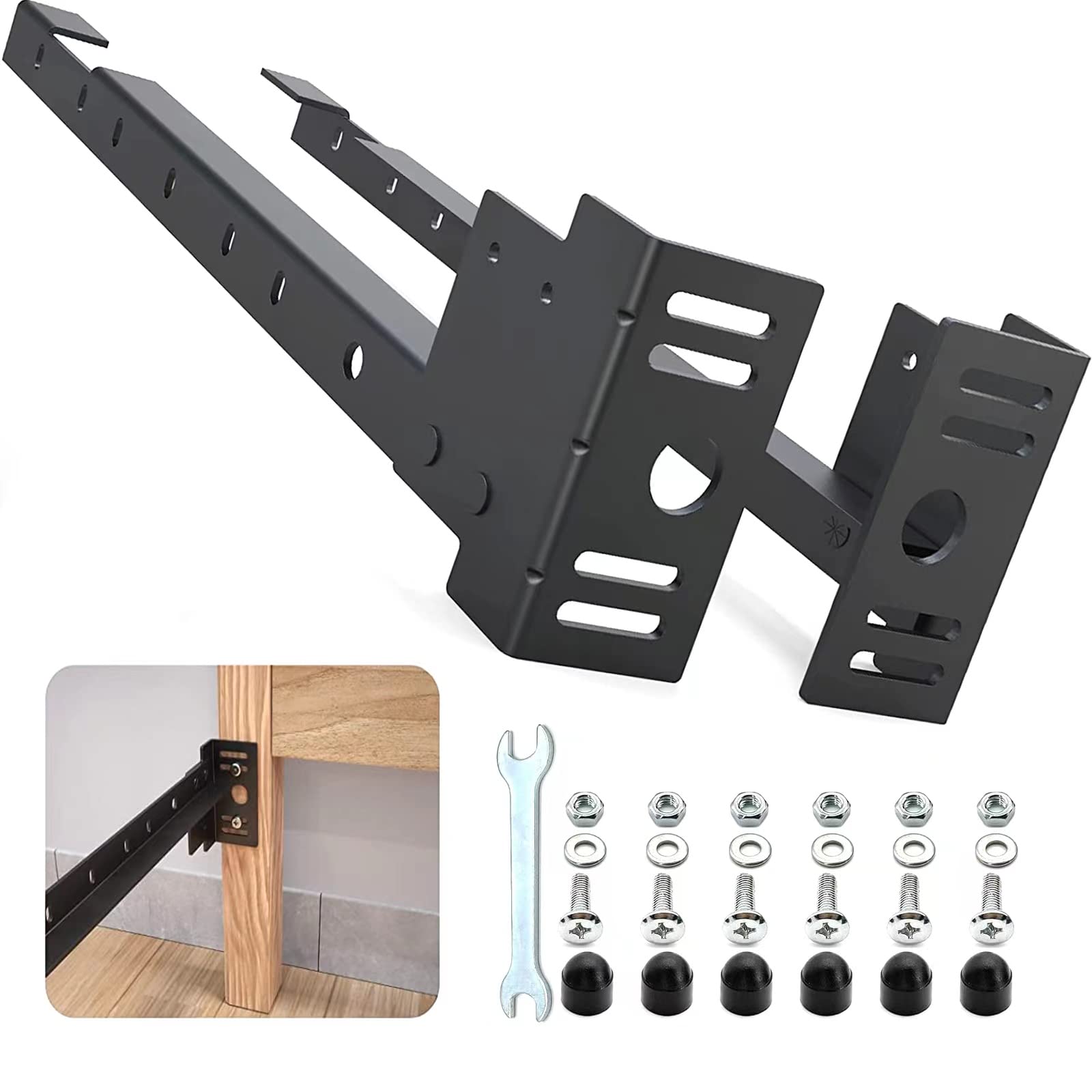 iuhome Bed Frame Footboard Extension Brackets Set Attachment Kit,Universal Bolt-on Footboard Extension Brackets Will Fit Most Tw