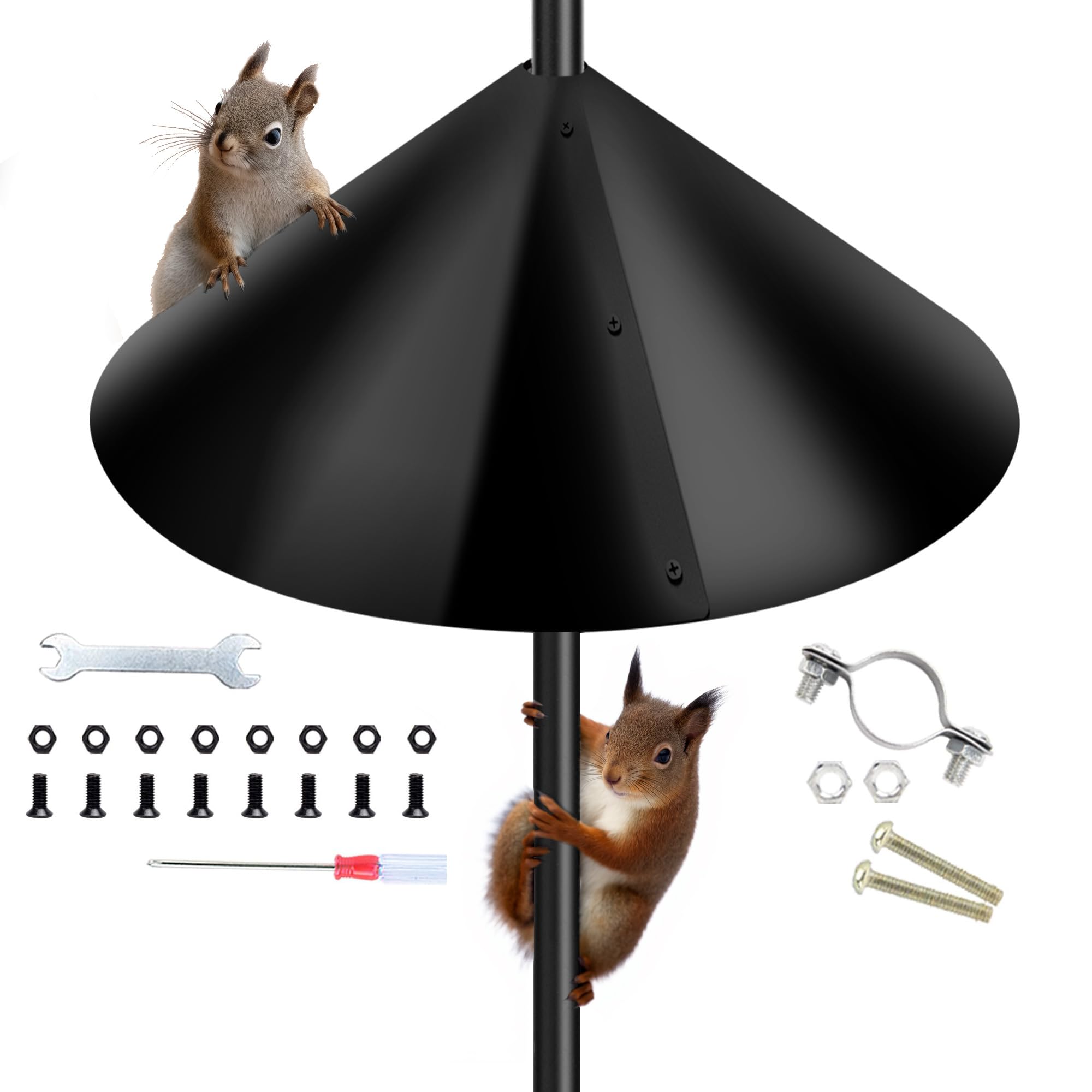 Squirrel Baffle For Bird Feeder Pole,16 Inch Squirrel Guard Stopper For Outside Shepherd Hook,Black(1 Pack)