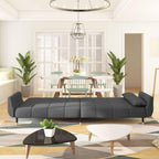 vidaXL Dark Gray Velvet 2-Seater Sofa Bed - Convertible Loveseat Couch with Adjustable Backrests and Pillows for Living Room, Office, Guest Room