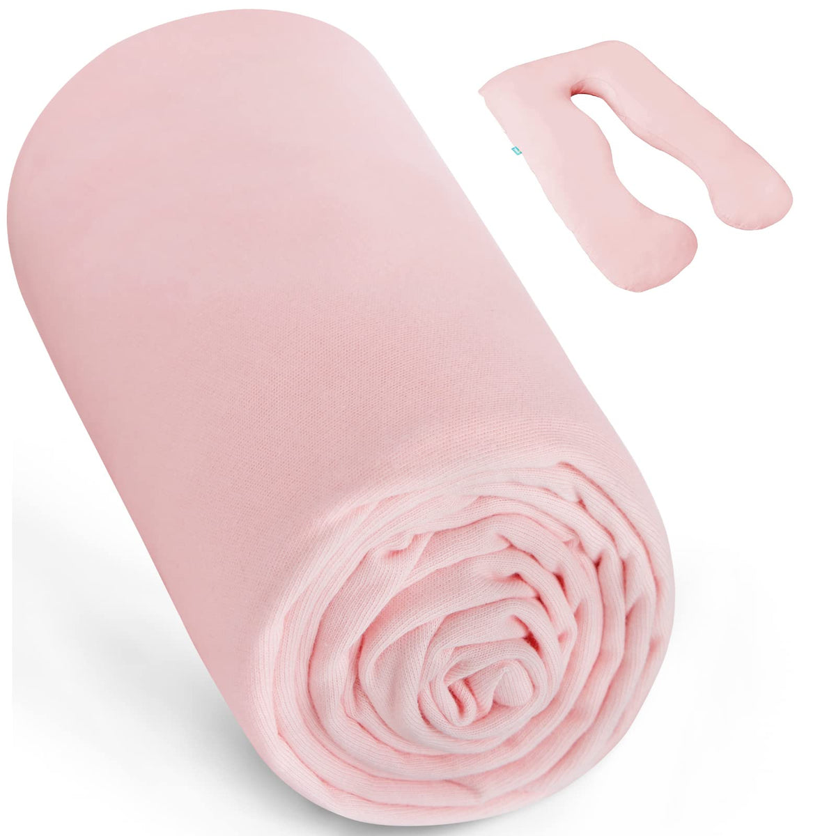 Pregnancy Full Body Pillow Cover U-Shaped(Pillow Not Included, Cover Only), 100% Jersey Knit Organic Cotton Pillowcase Replaceme