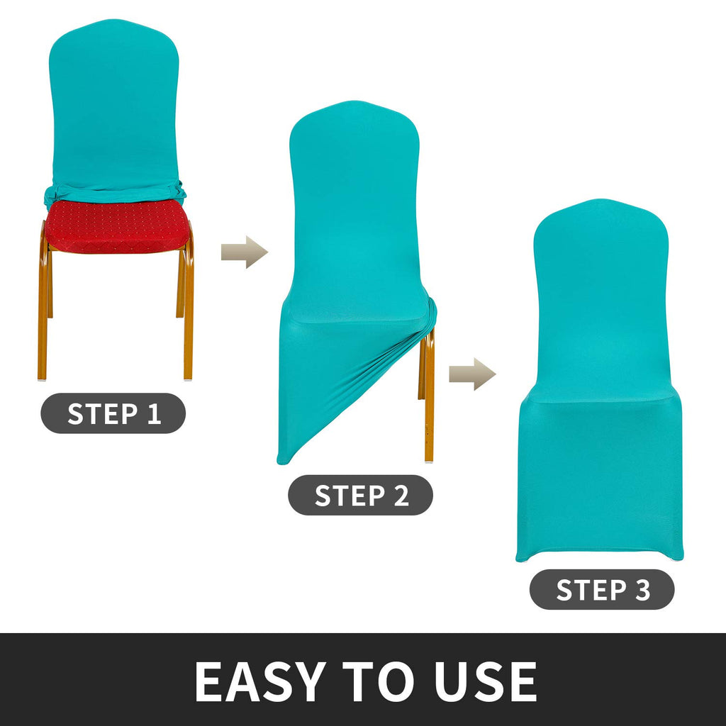 Peomeise Stretch Spandex Chair Cover For Wedding Party Dining Banquet Event (Turquoise, 25)