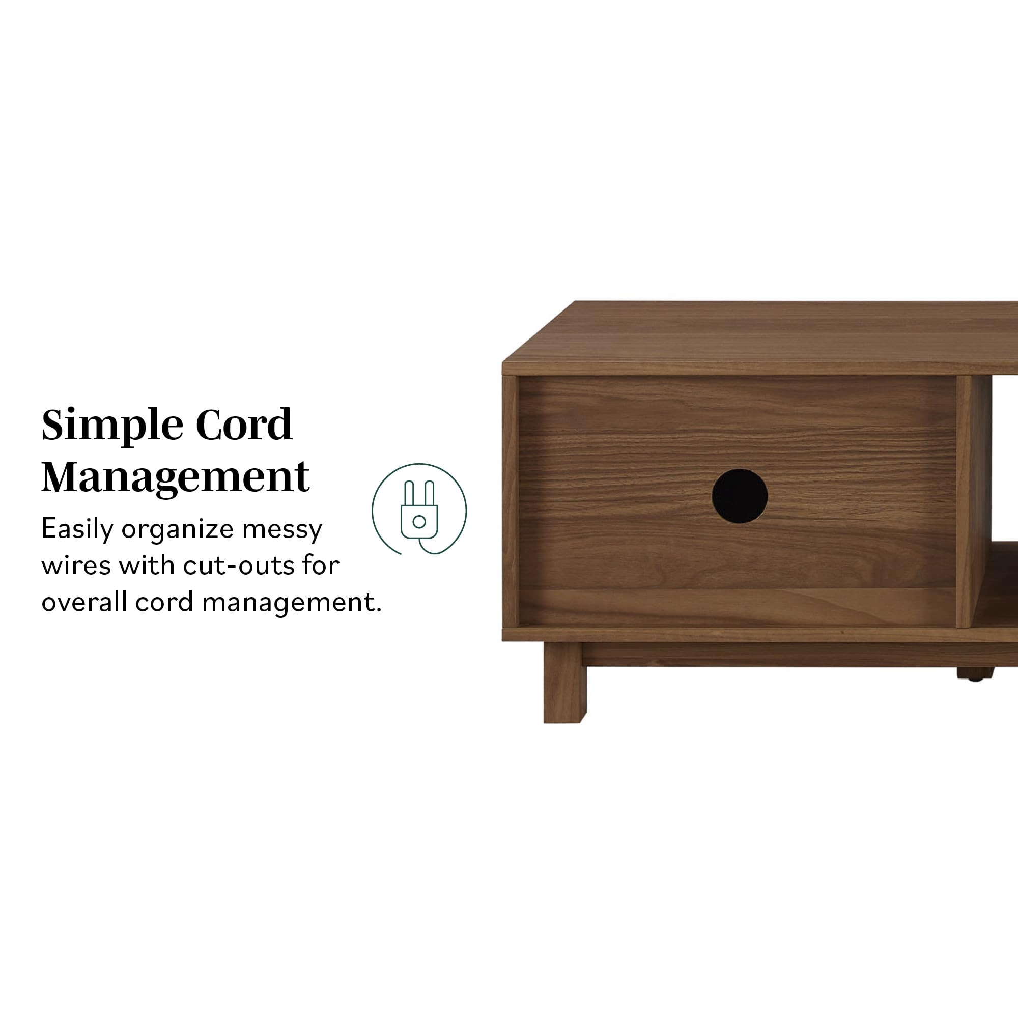 Walker Edison Walton Modern Fluted-Door Low Tv Stand For Tvs Up To 65 Inches, 58 Inch, Mocha