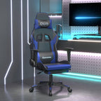 vidaXL Adjustable Gaming Chair with Footrest, Faux Leather, Black and Blue - Swivel Design, Durable Construction, Luxurious Look, Ultimate Comfort for Gamers
