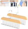 Kiyasu Wooden Clothes Hanger Rack With 8 Multi Hooks  NonSlip Coat Rack, Belt & Tie Organizer For Closet, Wardrobe Storage Han
