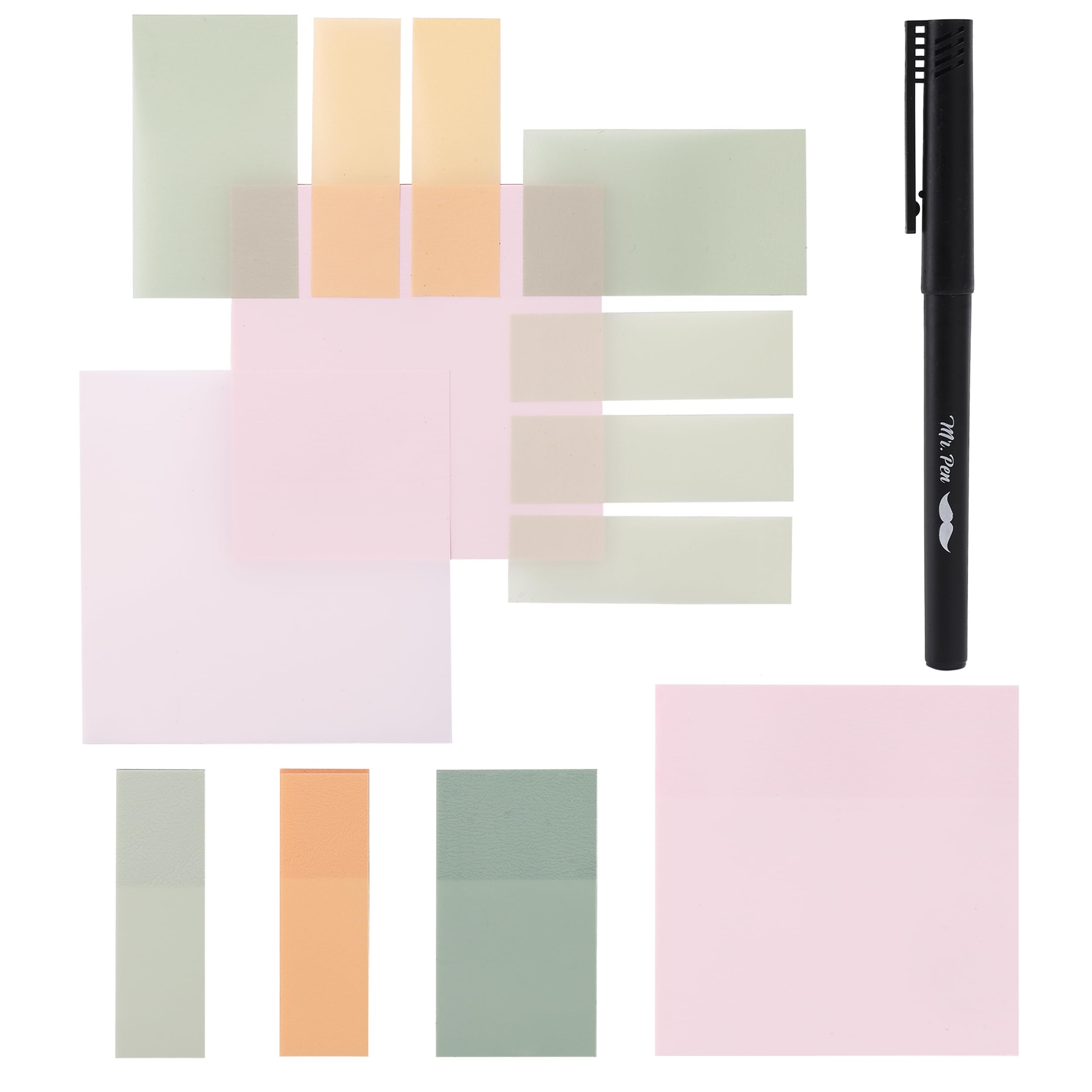 Mr. Pen- Pastel Transparent Sticky Notes, 200 Pcs, Bible Sticky Notes, Planner Tabs